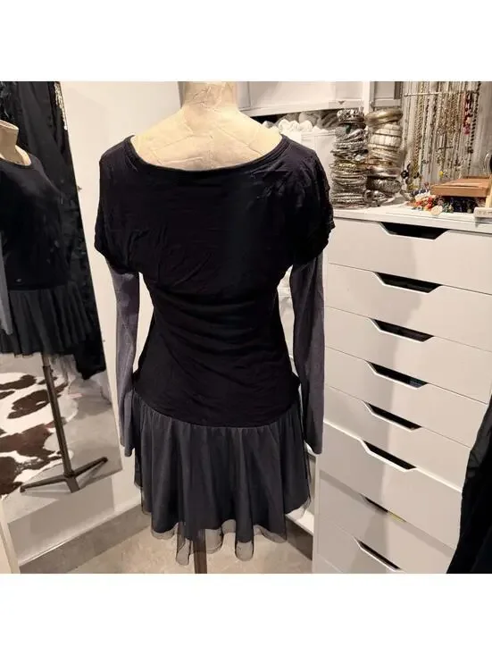 Vintage IKKS Gray Multilayer Mini Dress - Size M - Picture 6 of 6